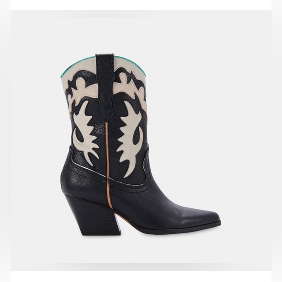 NEW Dolce Vita Landen Black Leather Western Boots Size 10 Women - Picture 2 of 8